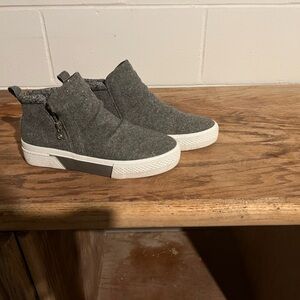 Women's Gray Slip-On Ankle Sneakers with Side Zipper